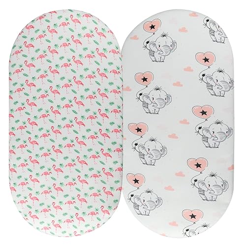 Tontukatu Juego de 2 sábanas bajeras ajustadas para cuna, elásticas ultra suaves, para colchón ovalado rectangular de reloj de arena, unisex, para
