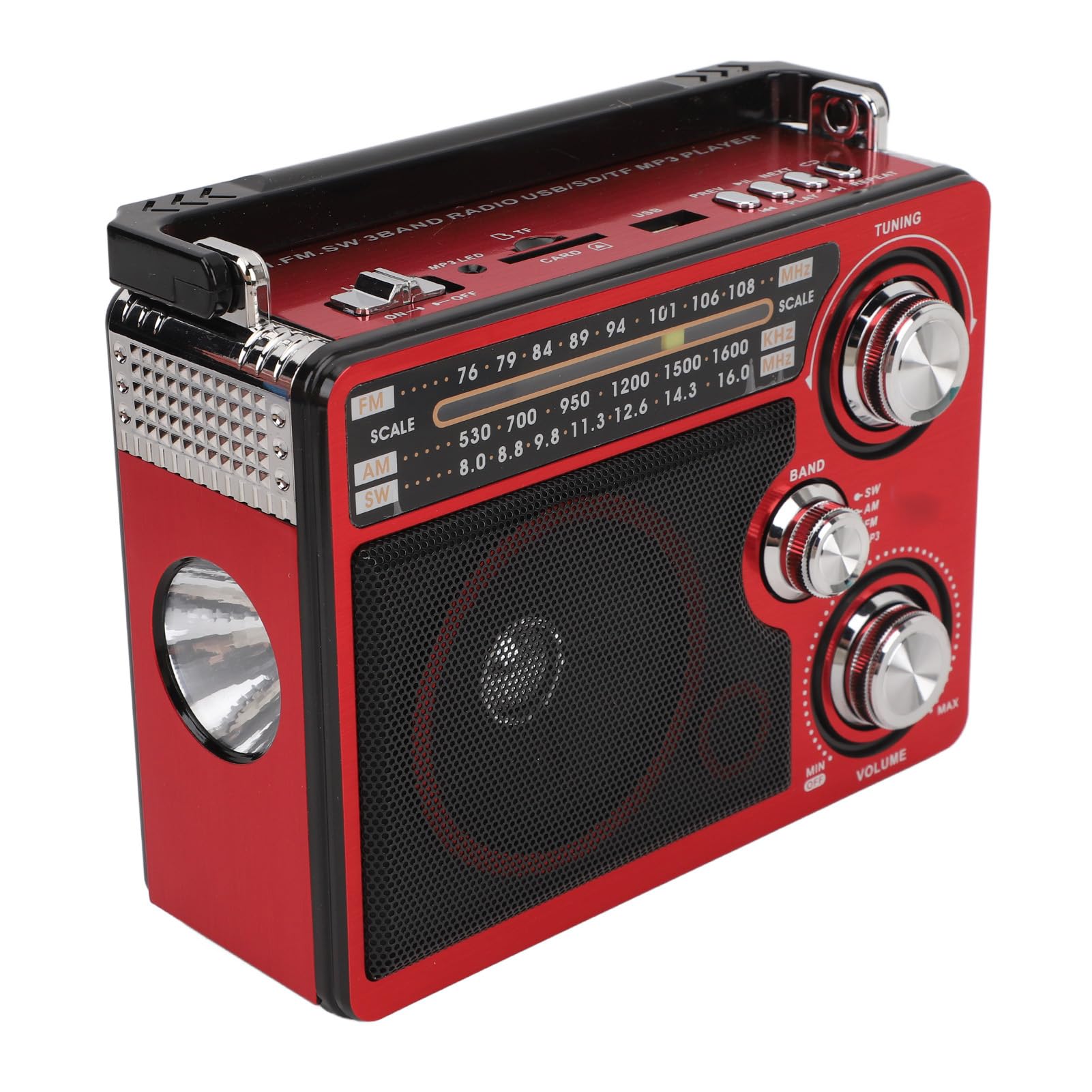 Receptor de Radio Portátil de Banda Completa, Radio Práctica de Banda Completa FM Am SW, Radio Práctica de Banda Completa con Pilas (Enchufe de la UE)