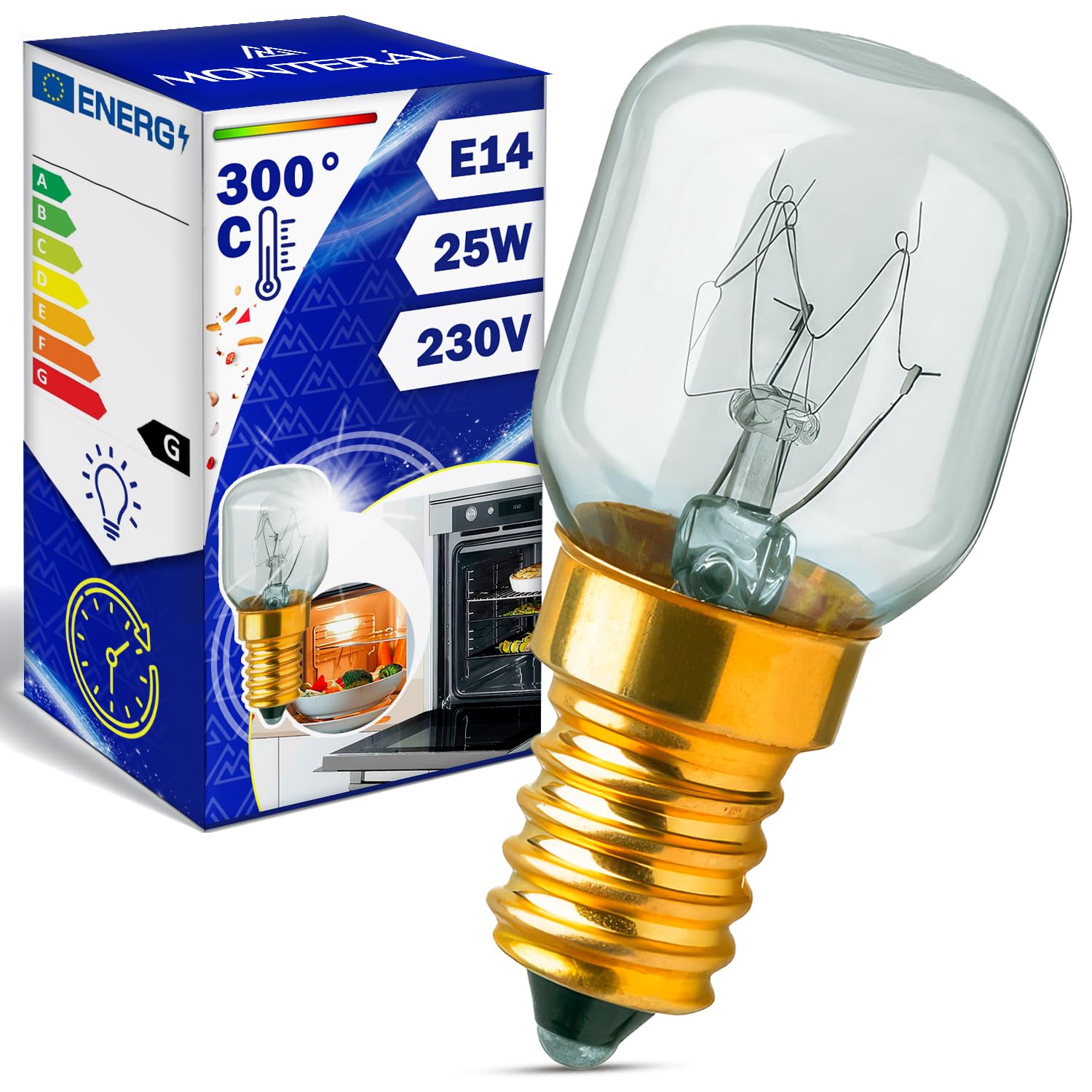MONTERAL Bombilla E14 para Frigorifico 230V 15W con Código Original 481213418098 para Whirlpool 00602674 602674 para Bosch — view 27