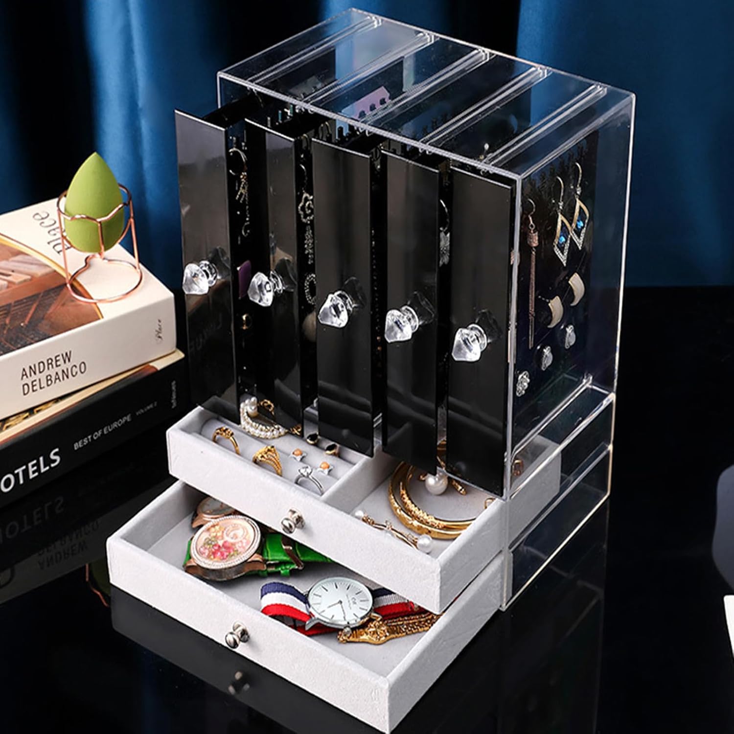 Organizador de joyas transparente,Caja de Almacenamiento De Joyería