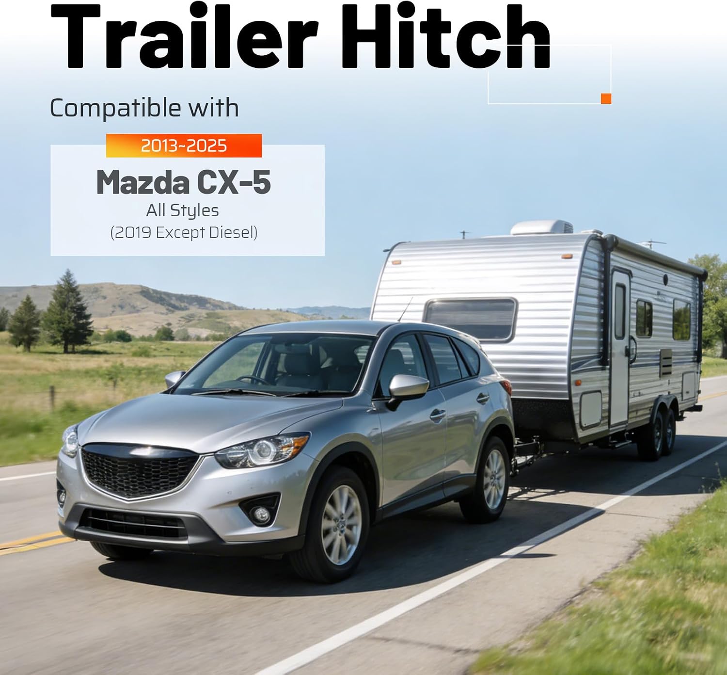 Class 3 Trailer Tow Hitch Receiver 2" Compatible with 2013-2025 Mazda CX-5 All Styles (Except Diesel Engine)