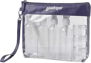 YOKGO Beauty Case de Viaggio | Trousse Trasparente | 8 Bottiglie(Massimo 100ml) | Volo Borsa da Toilette Viaggio Custodia Trucco(20x20cm) | Trousse da Viaggio Beauty Case