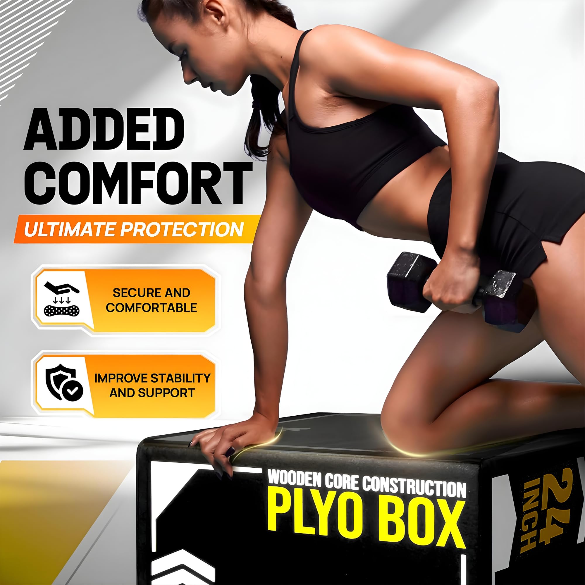 Yes4All Caja pliométrica Suave 3 en 1 con núcleo de Madera, Caja pliométrica de Espuma para Ejercicio, Crossfit, MMA, Entrenamiento pliométrico, Disponible en 4 tamaños
