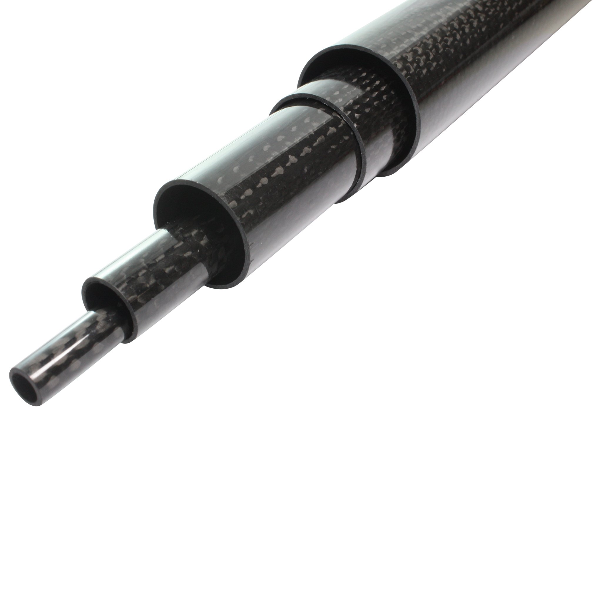 Tubo de 26 ± 0,15 x 24 x 2 m, fibra de carbono CFK, lacada