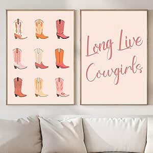 Pink Coastal Cowgirl Print Long Live Cowgirls Print Coastal Cowgirl Wall Art Boho Vintage Horse