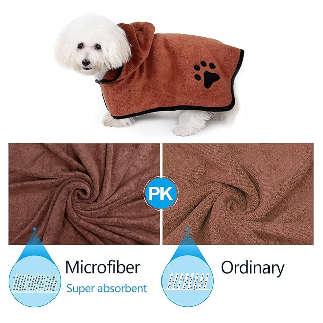 Foto 5 de 7 de PETCUTE Albornoz para Perro de Microfibra Absorbente,Toalla de Secado Rápido para Perros Grandes…