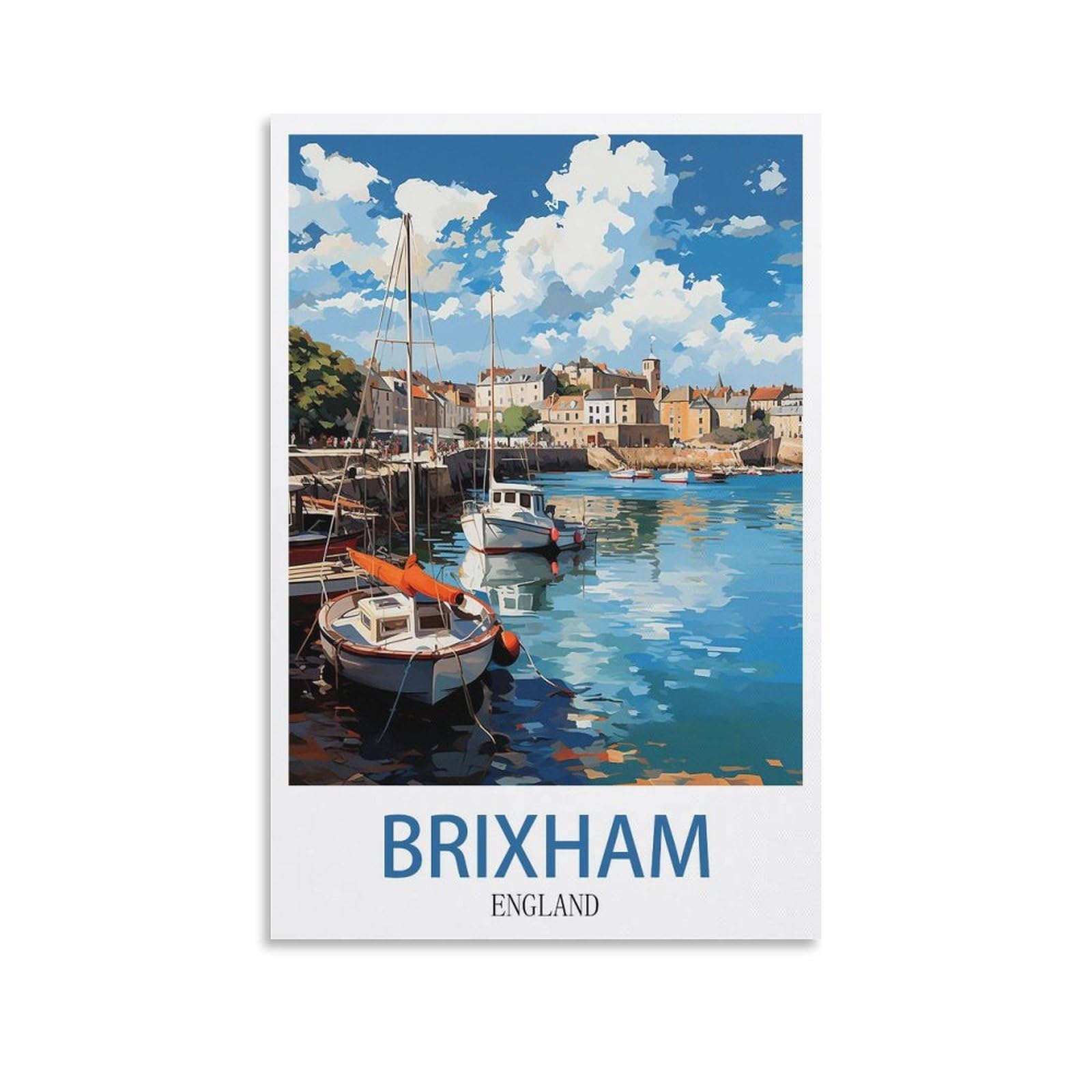 EZMLFA 5D Diamond Painting Kits for Adults,Brixham England,Diamond Painting,Landscape Gem Art Kits Adult and Crafts Home Decor 40x40cm