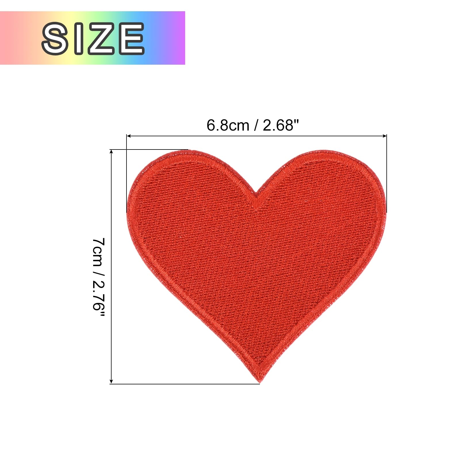 QUARKZMAN 120Pz Toppe Termoadesive a Forma di Cuore 6.8x7cm Rosso Brillante
