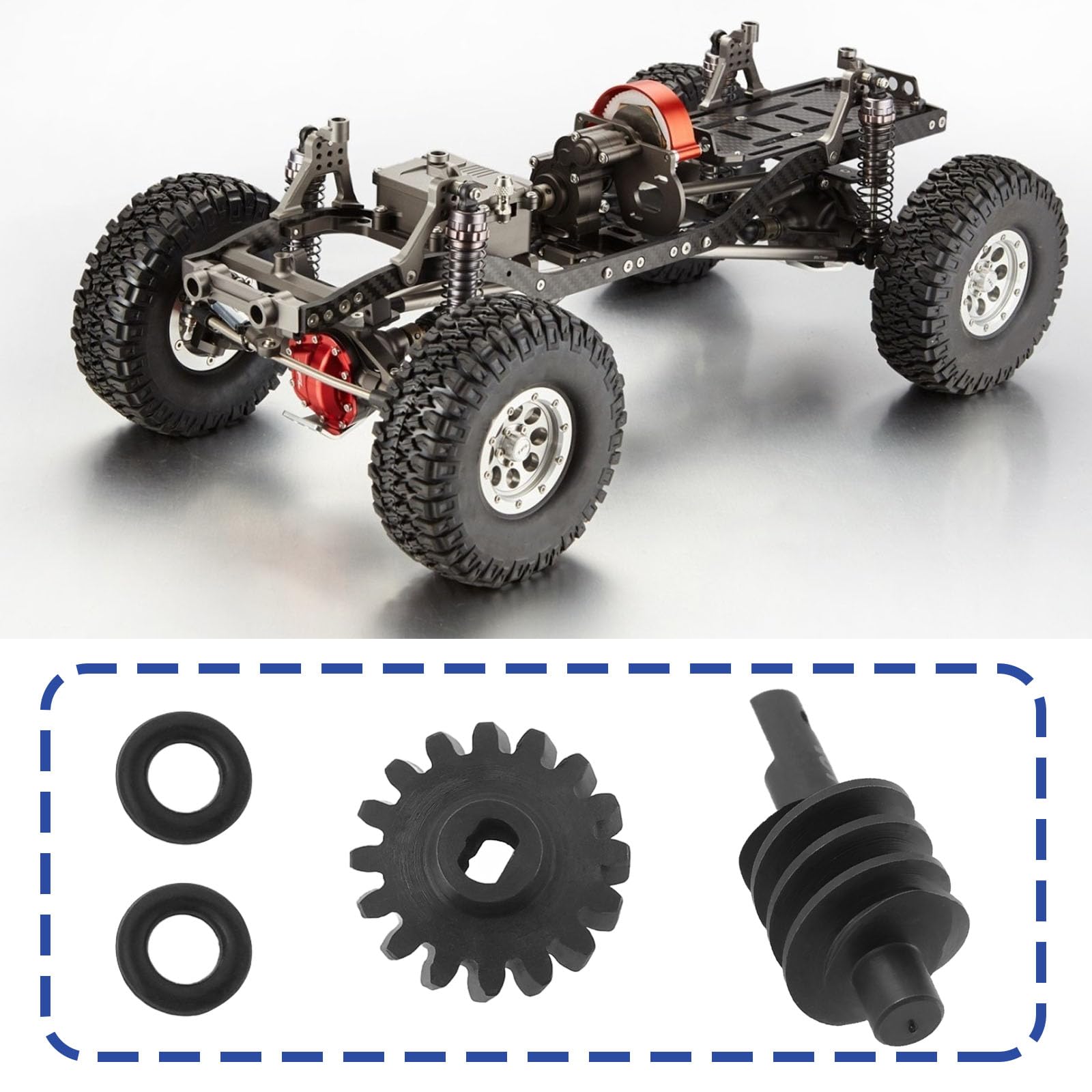 OTOTEC 16T Steel Differential and Worm Gears Kit for 1/24 RC Crawler Cars Axle Upgrade Parts Compatible with SCX24 C10 JLU Gladiator Bronco Deadbolt