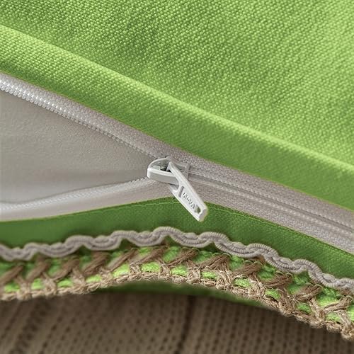 Miniatura 10 de FY FIBER HOUSE Paquete de 2 fundas de almohada decorativas de granja, lino sintético de arpillera con bordes a medida, fundas de cojín para sofá,