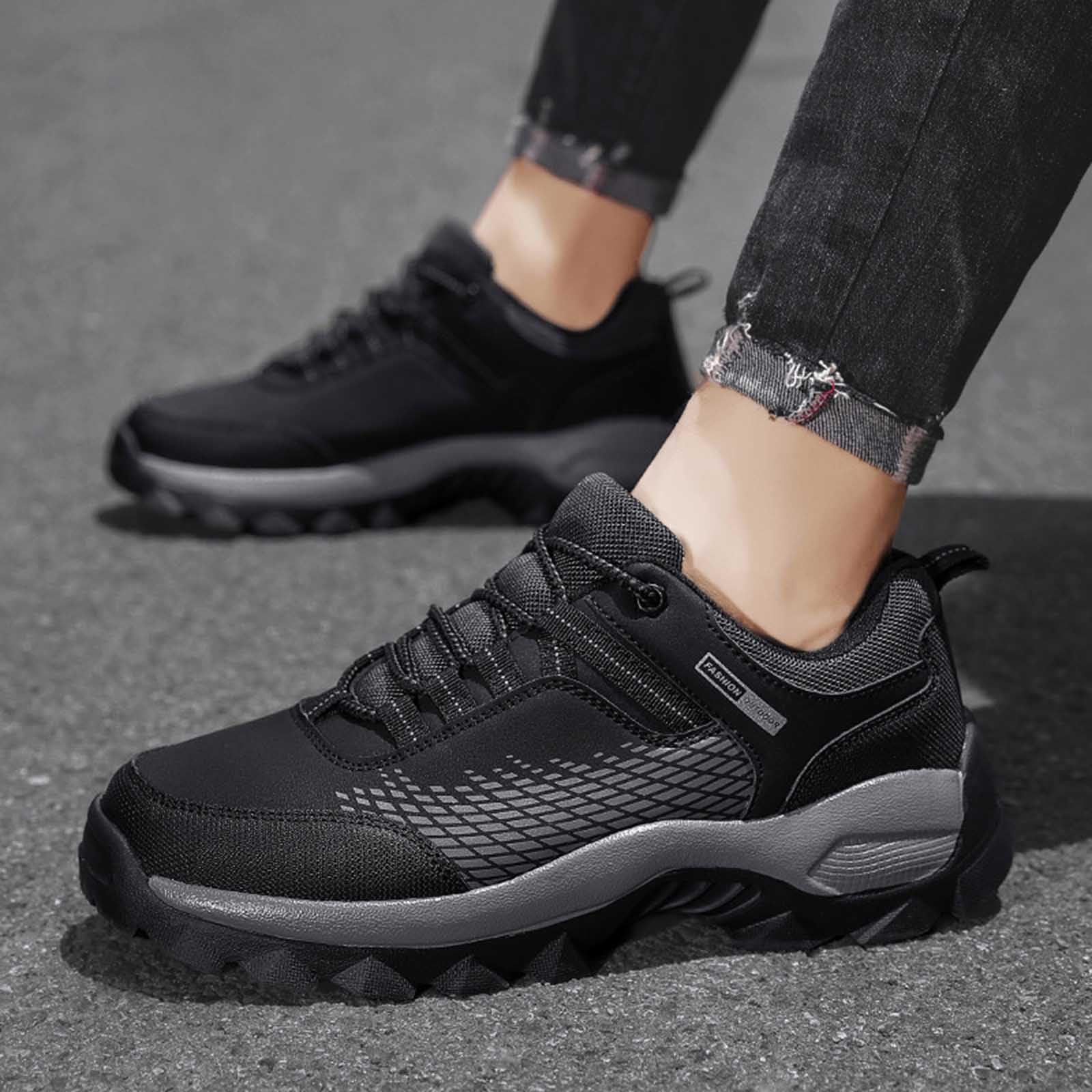 Wanderschuhe Herren Wasserdicht Leicht, Trekkingschuhe Leder Dämpfung