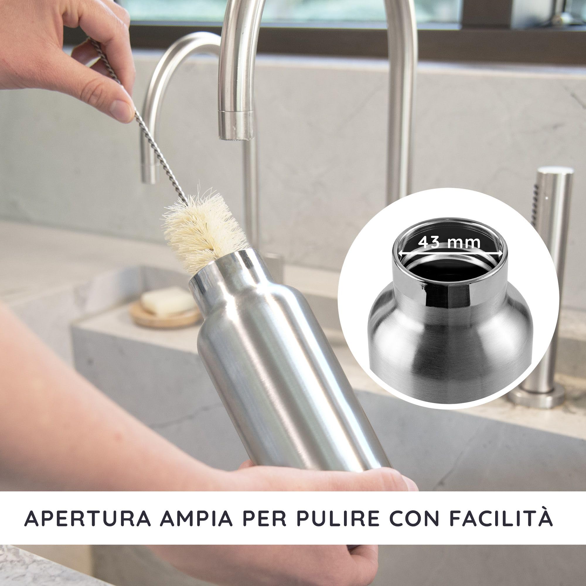 Bambaw Bottiglia Termica 1 Litro, Borraccia Acciaio Inox, Bevande Calde E Fredde, Borraccia Termica 1 Litro, Borracce Termiche, Bottiglia Isotermica, Borraccia Metallo, Water Bottle