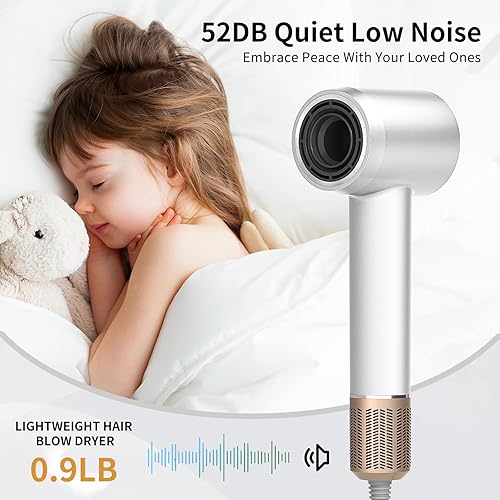 Miniatura 5 de Ionic Secador de pelo de secado rápido  110000 RPM de alta velocidad sin escobillas para mujeres  Secador de pelo de bajo ruido y iones negativos