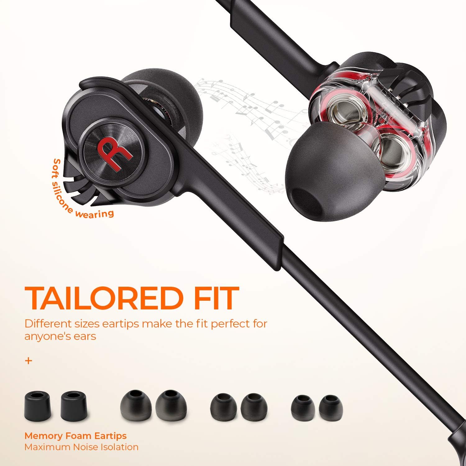 Lіmіtеd Stосk Linklike Upgraded Quad Drivers Apt-X Bass Earphones, Low Latency Bluetooth 5.0 Headphones, Wireless Earbuds with Mic, 16H Playtime, IPX7 Waterproof, Noise Isolating, Lightweight for Sports