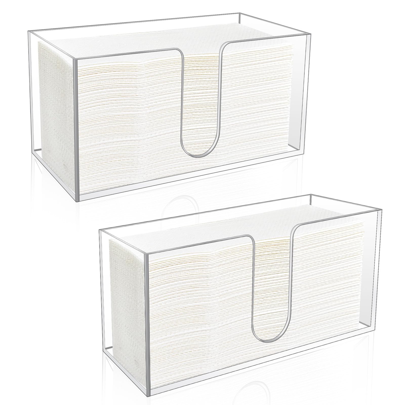 2 Pack Acrylic Paper Towel Holder, Countertop Napkin Dispenser for C-Fold, Multi-Fold & Trifold Paper Towels, 5mm Transparent Acrylic for Kitchen, Bathroom & Restaurant (2)