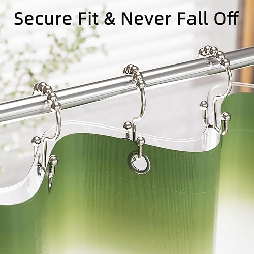 Vista 3 de Amazer Shower Curtain Hooks, Rust-Resistant Metal Double Shower Curtain Rings for Curtain Rolling Shower Hooks, 12PCS Shower Rings for Bathroom