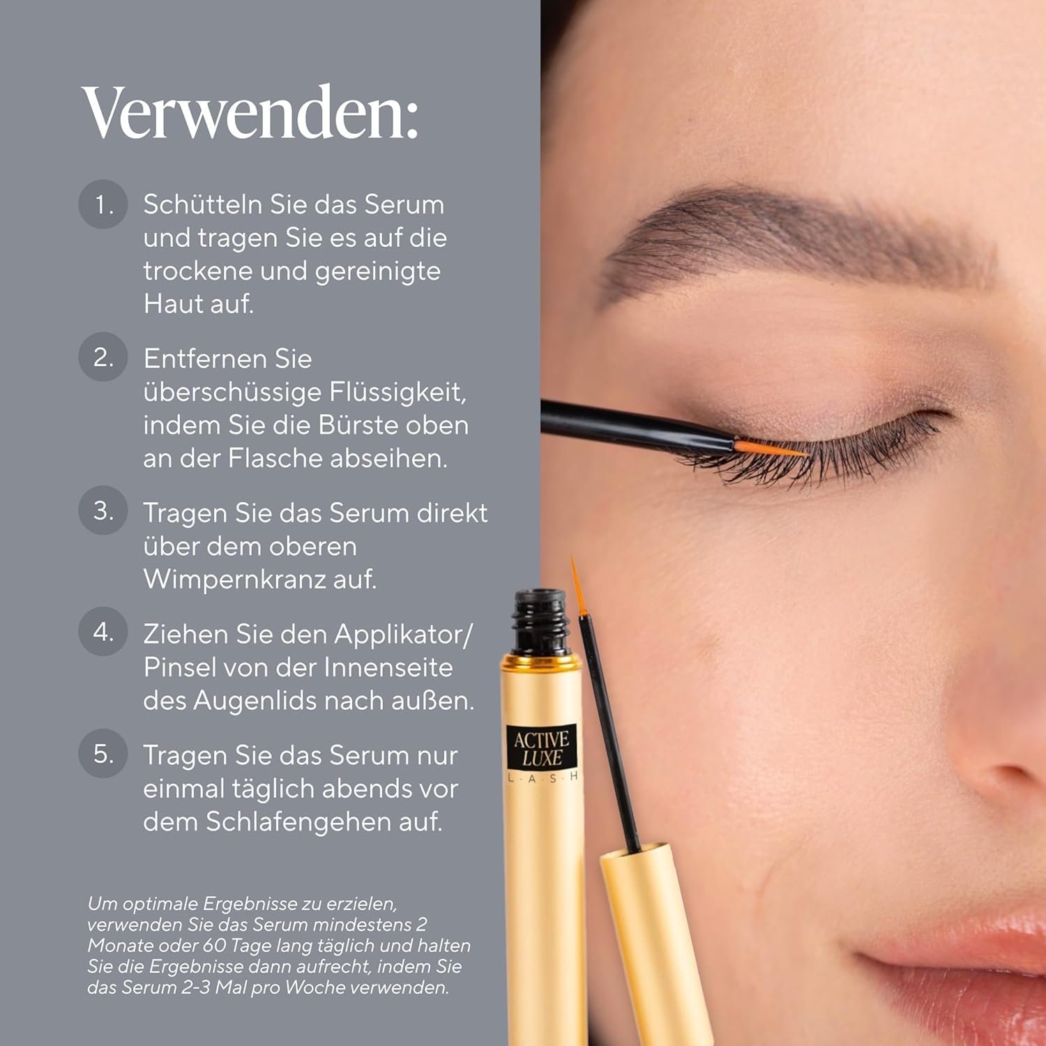 Active Luxe Wimpernserum – Lash Serum, 1.5 ml | Für längere, dichtere & dunklere Wimpern, Ohne Hormone, Vegan, Klinisch Getestet