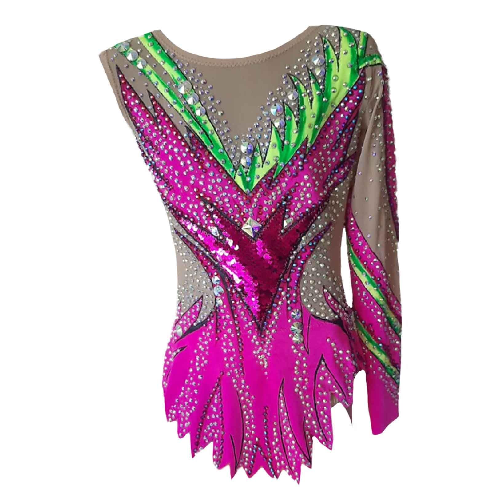 Maillot De Gimnasia Rítmica For Mujer, Trajes De Baile For Niña, Mono De Gimnasia De Competición Con Diamantes De Imitación