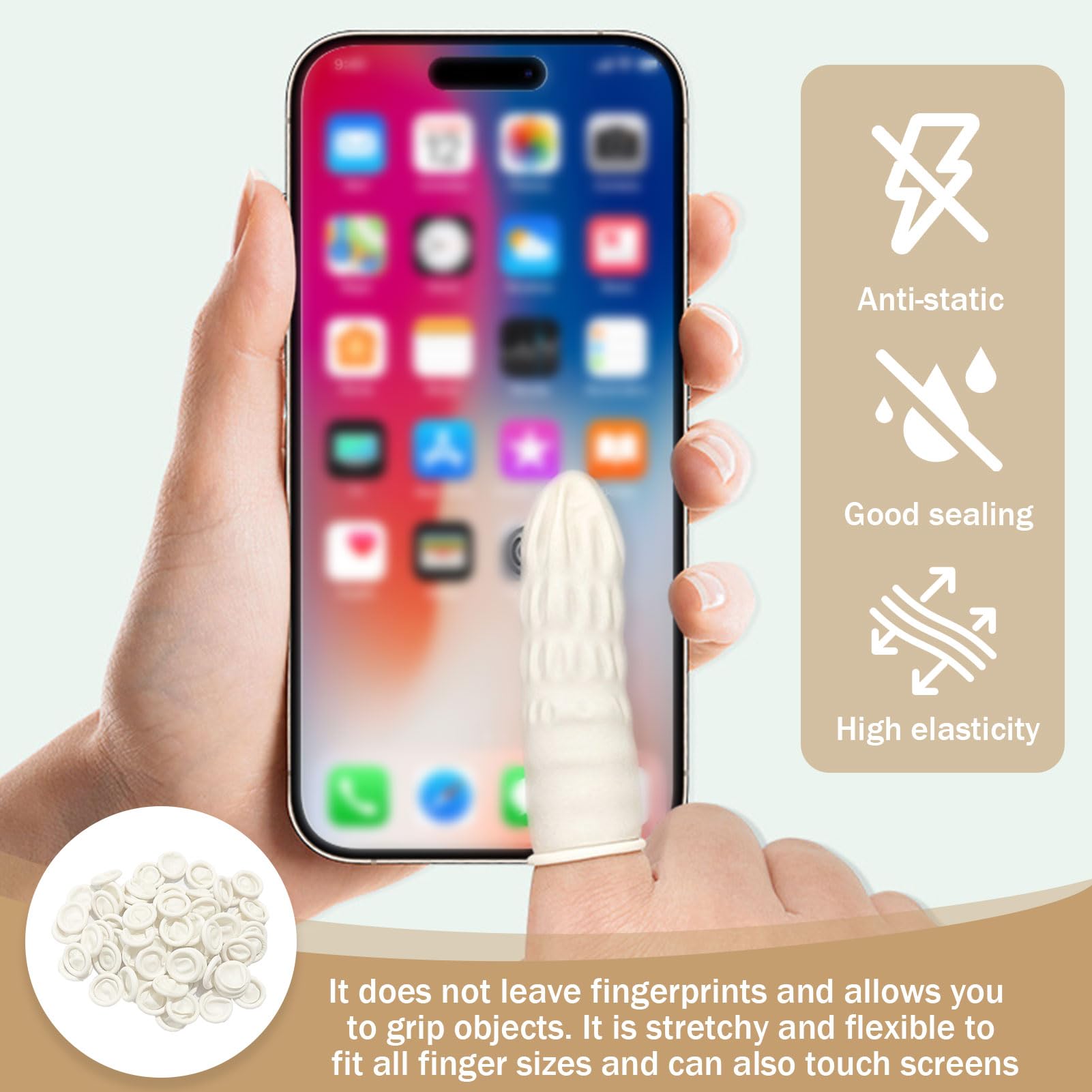 100PCS Doigtiers en Latex, Doigts de Protection imperméables du Bout des Doigts,Doigtier Silicone pour Doigt,Doigts de Protection contre les blessures aux Doigts, Doigts imperméables pour Tatouage.