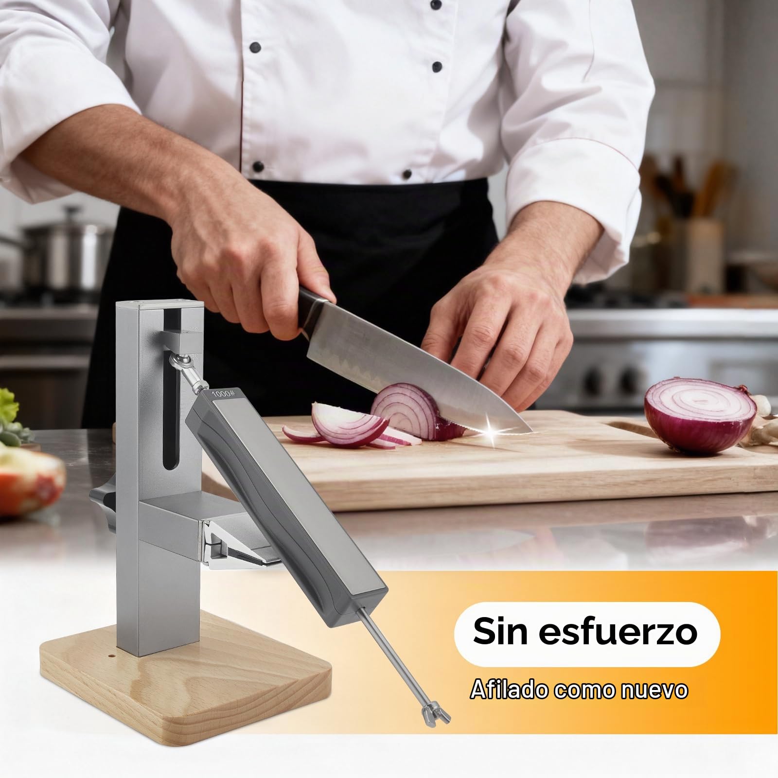 Afilador de Cuchillos de Cocina Profesional Manual con ngulo Ajustable 10-30°, Afilador Manual de Diamante - Set de Sistema de Afilado con 2 Bloques de Diamante de Doble Cara