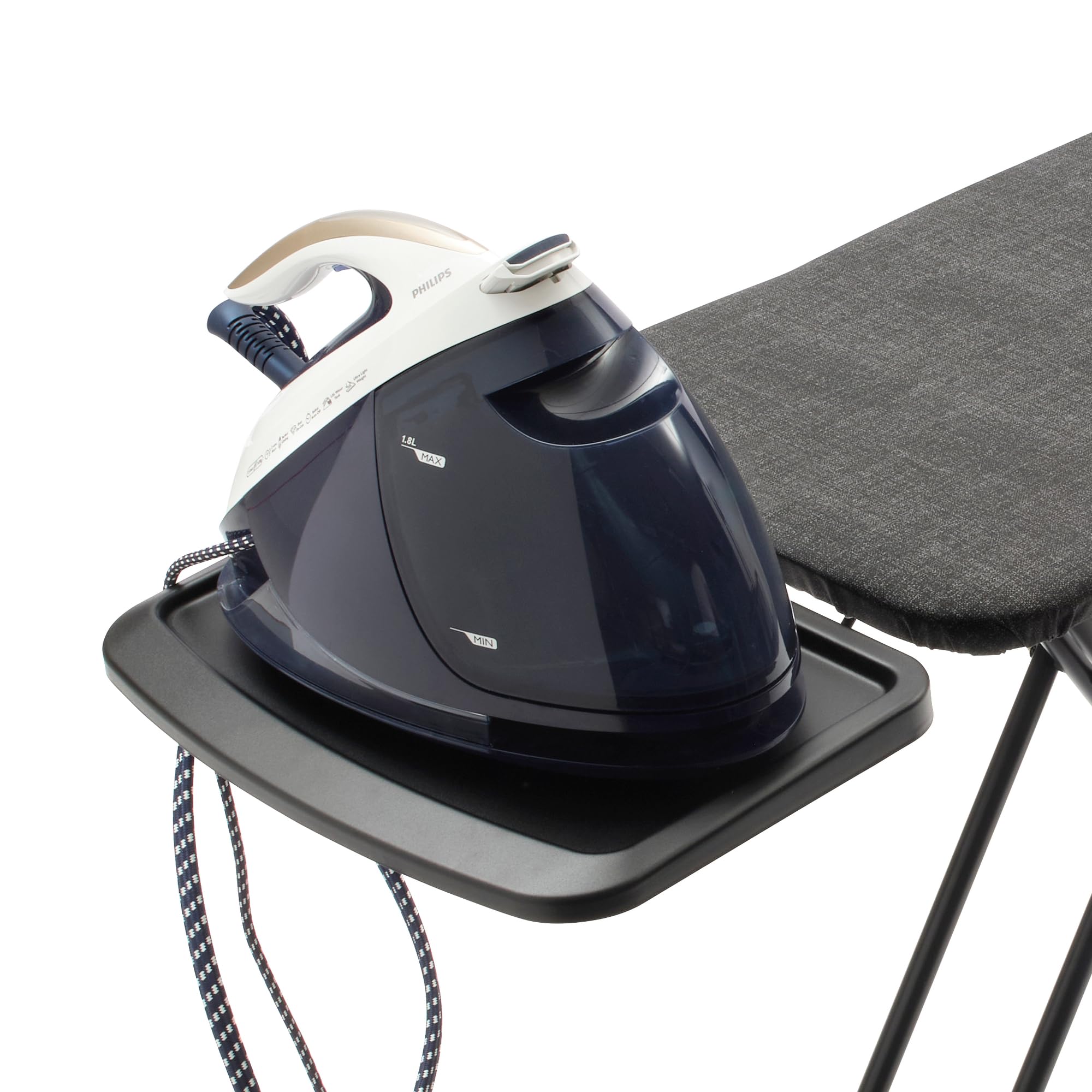 Brabantia - Table à Repasser Taille C - Pour Centrale Vapeur - Planche A Repasser XL - Support Métallique - Plateau Extra-Stable - Unité Vapeur Jusqu'à 40 X 22 Cm - Denim