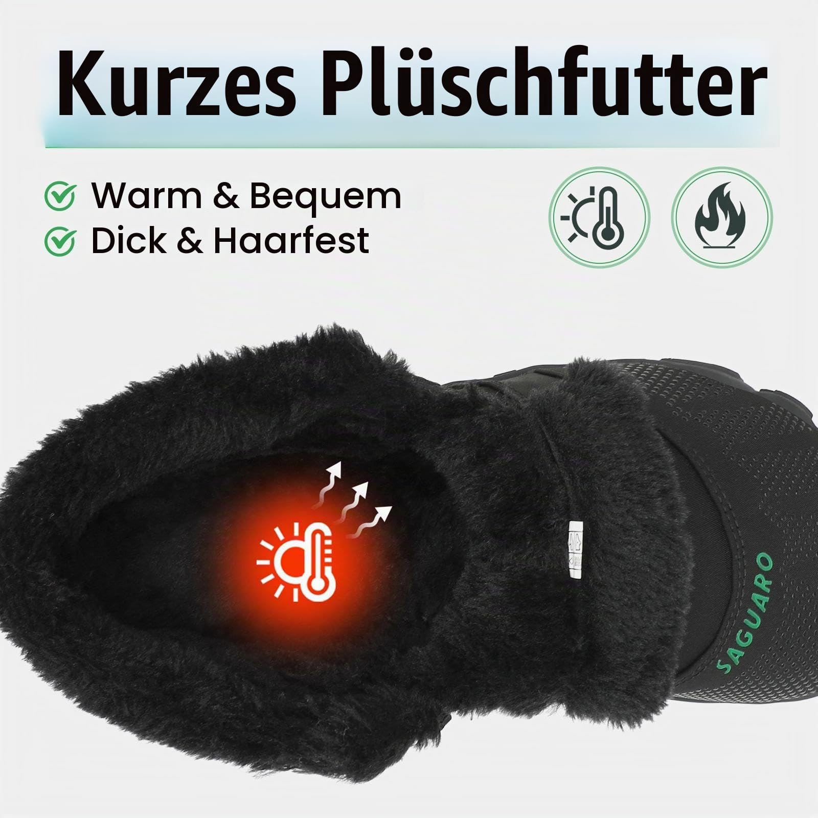 SAGUARO Winter Barfußschuhe Unisex - Warm Gefüttert, Breite Zehenbox, Zero-Drop-Sohle für Winterspaziergänge & Leichte Wanderungen, Gr.36-48