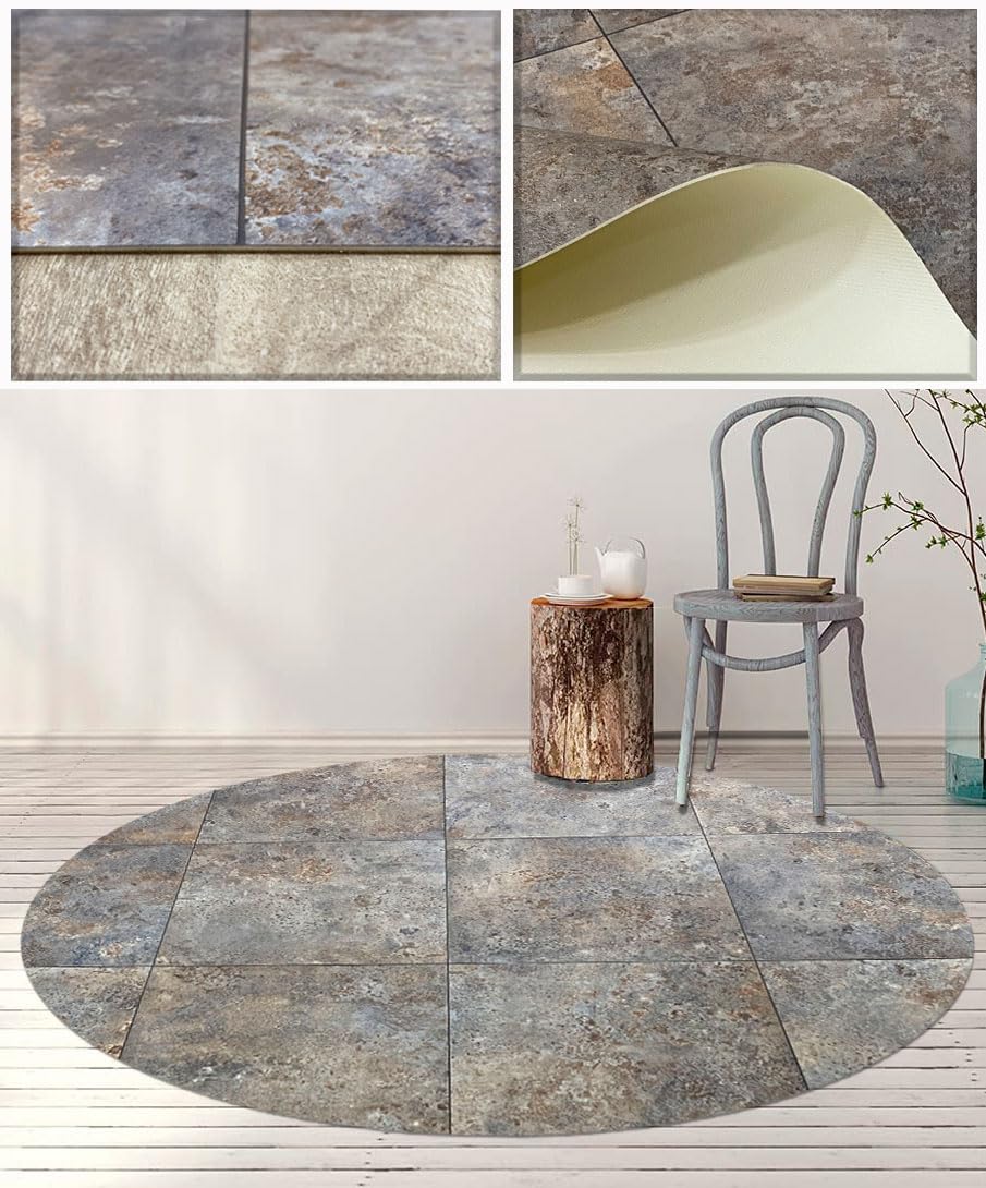 Tappeto in vinile - Tappeti Tadi & Impero - imitazione metallo arrugginito marrone - Design industriale ed elegante per la decorazione di interni - 100 x 200 centimetri