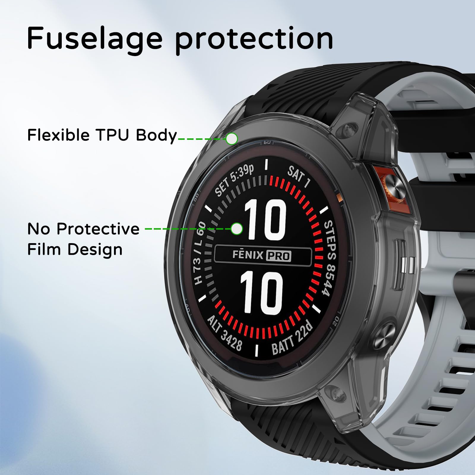 Etui ochronne do zegarka Garmin Fenix 7X Pro / Fenix 7X / Epix Pro 51 mm, TPU etui ochronne odporne na uderzenia i pęknięcia, Slim Fall, etui na smartwatch, ochrona smartwatchów, ochrona