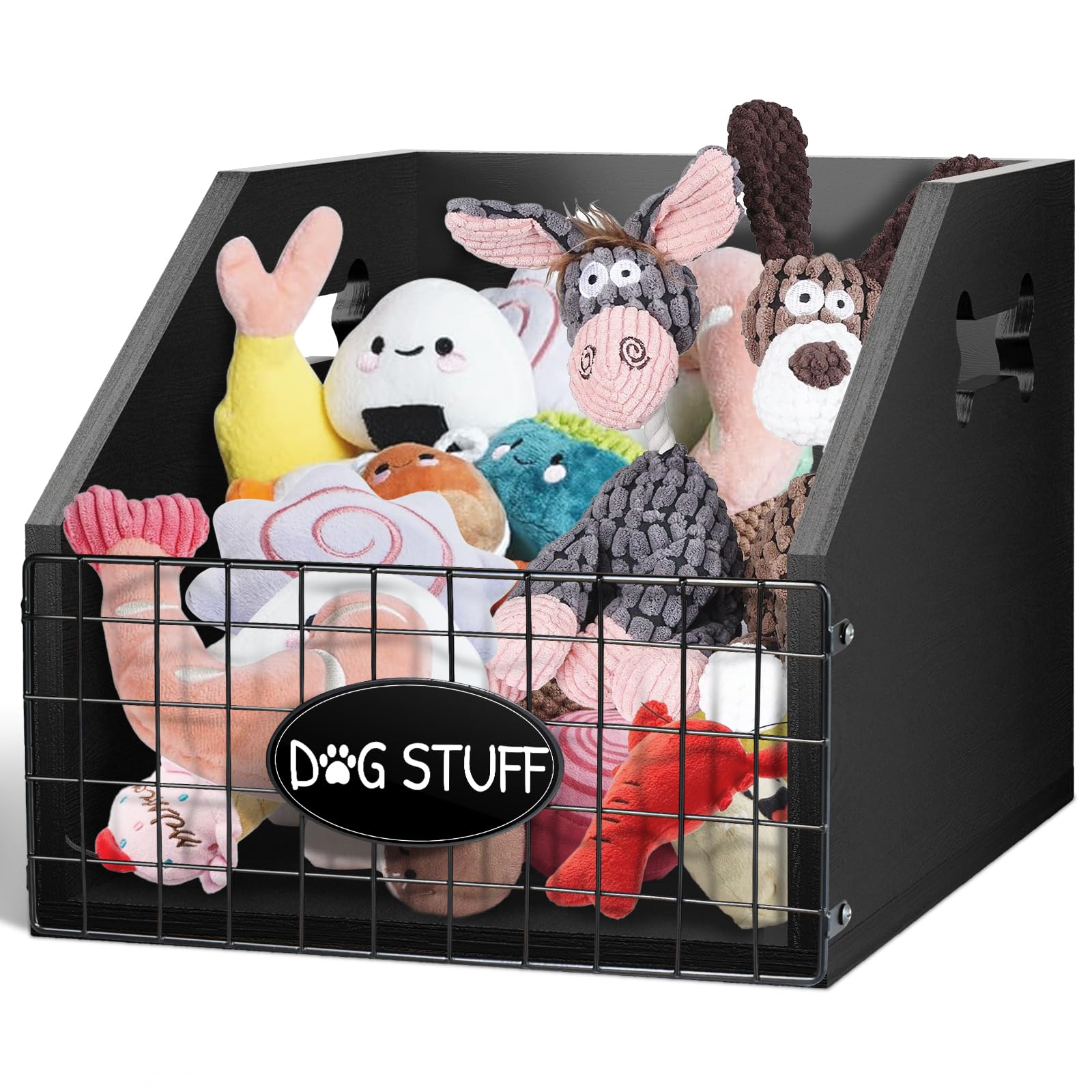 VOOTTOU Dog Toy Bin - Large Wooden Dog Toy Box - Organizer & Storage for Puppy Leash, Blanket, Food & Accessories