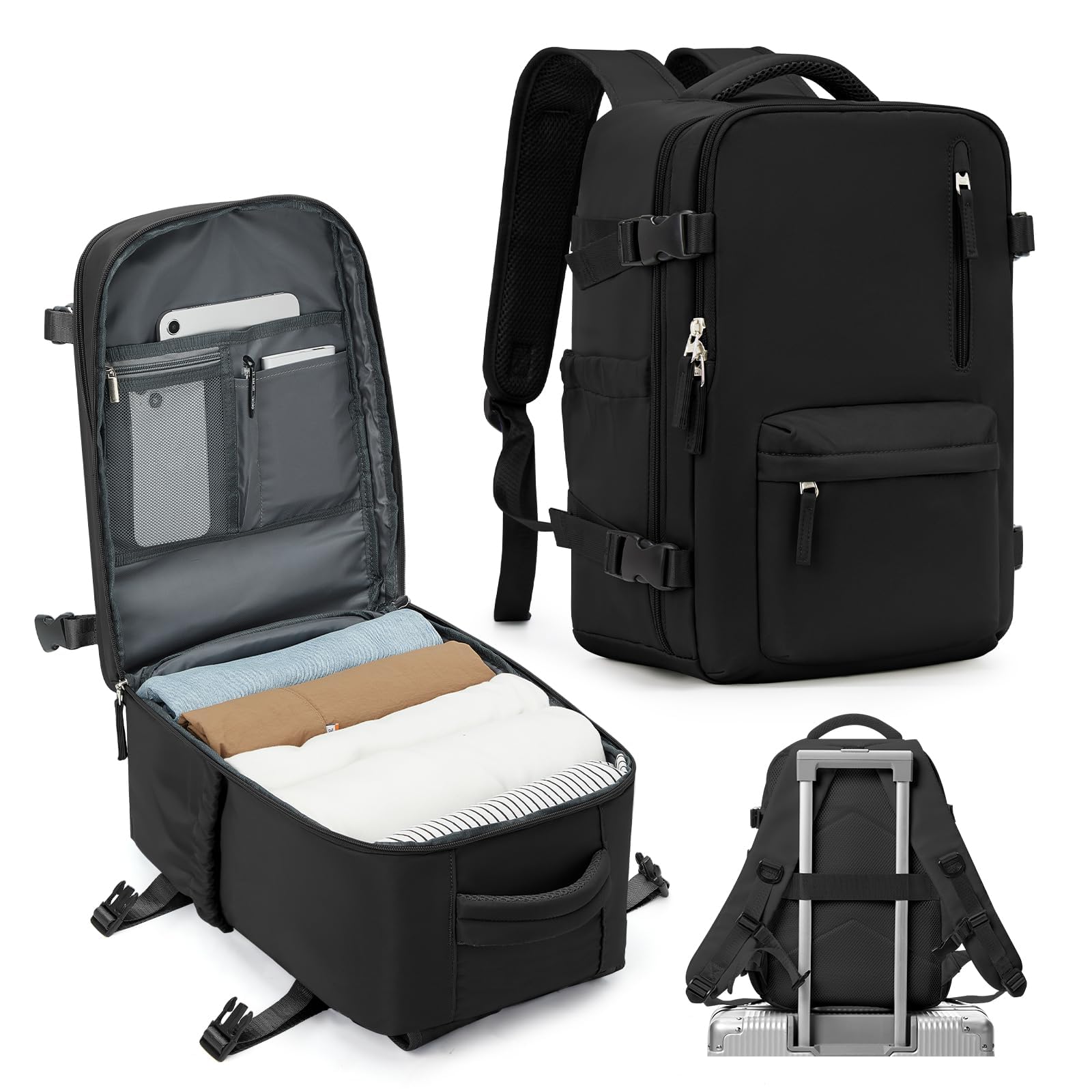 SZLX Zaino Ryanair 40x30x20 Sottovuoto Bagaglio a Mano 40x20x25 Donna Zaino da Viaggio 40x30x20 Wizzair Borse da Cabina per Easyjet 45x36x20 Uomo per Laptop 14 Pollici con Porta USB e Porta Scarpe