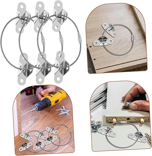 Miniatura 6 de Juego de 6 correas para muebles seguros a la pared, kit de correas antipuntas, anclajes a prueba de bebés, ancla de aparador para muebles