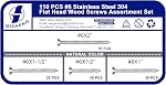 QISHENG 110 PCS #6 Stainless Steel Phillips Flat Head Wood Screws Assortment Set,Stainless Steel 18-8 A2(304) Screw,Home Screw Kit