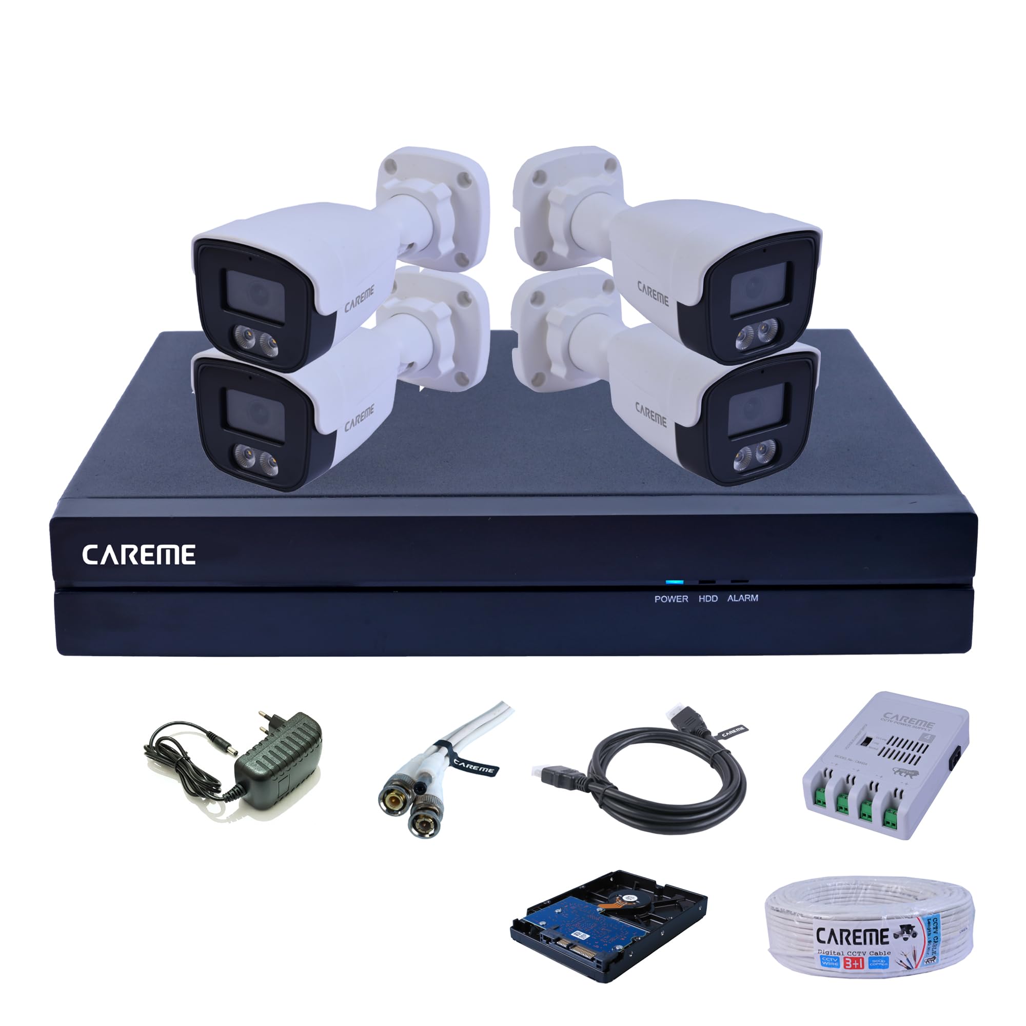 CareME 4 Channel 5MP HD DVR,IP67 2.4MP Dual Color Day & Night Vision Outdoor Camera (4CH 4 Bullet 500 GB HDD)-image-7