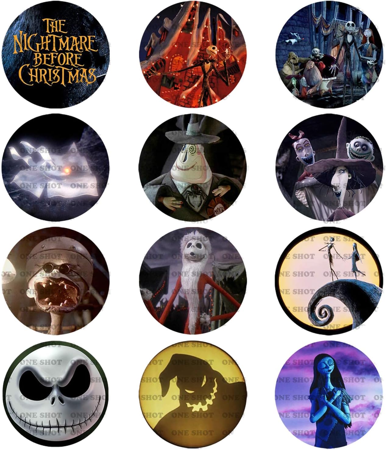 Nightmare Before Christmas Pinback Buttons Set of 12