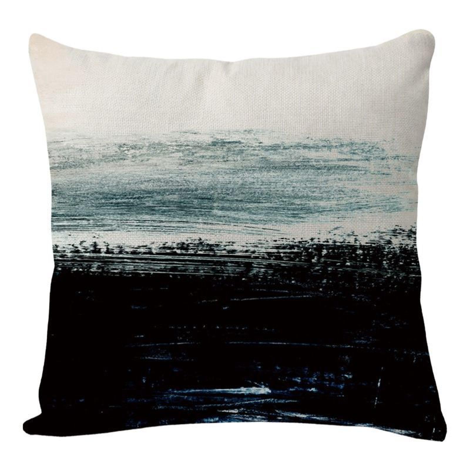 Wazylphin Cushion Covers Black Green Pillow Cases Cotton and Linen Cushions with Covers Included Zipper Sofa Cushions Soft Pillowcase Living Room Pillow Cover Bedroom 50x50 Cushion Cover 1 Pack