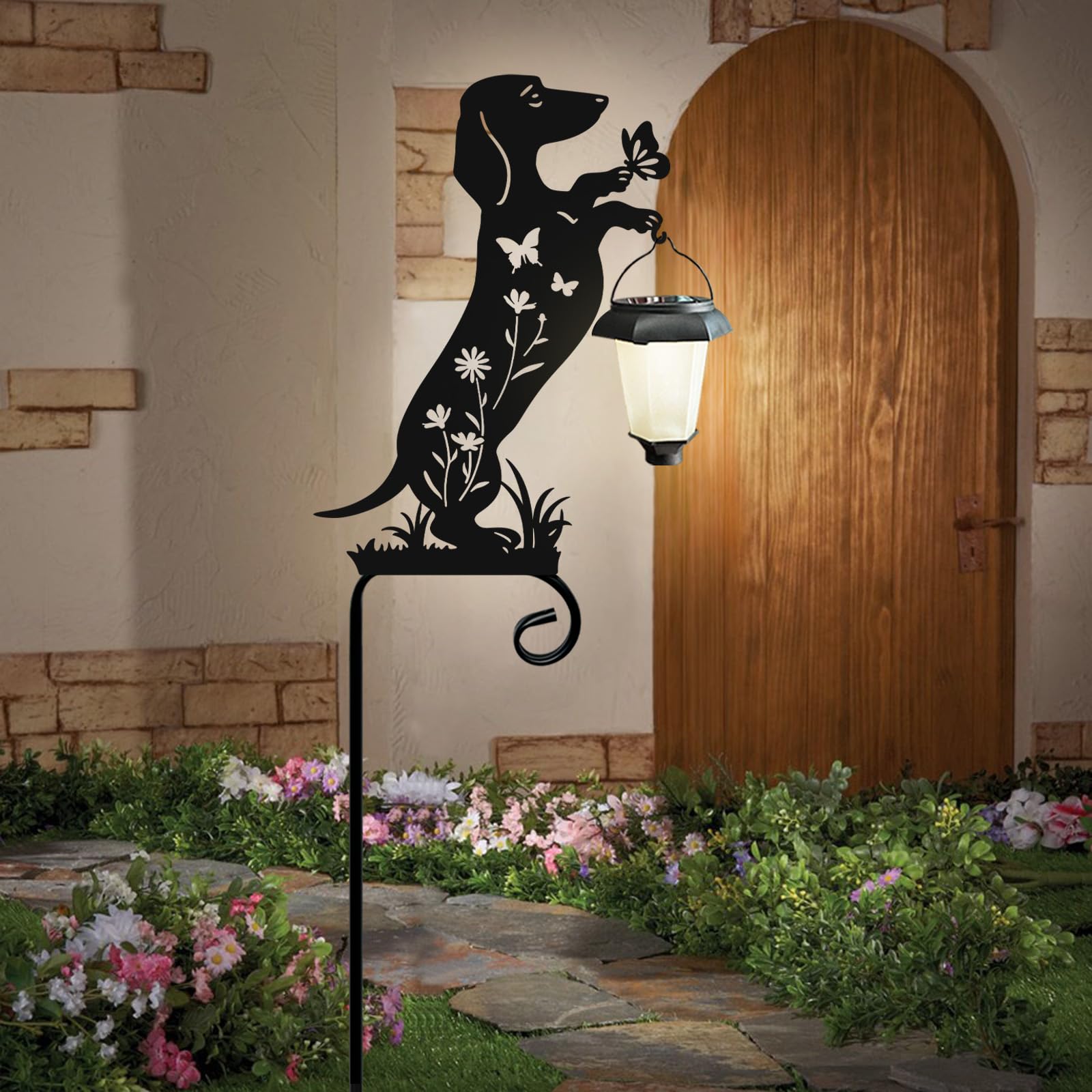Hokfirm Dachshund Solar Lights Garden Stake,Dachshund Gifts Outside Decorations for Pathway,Yard,Garden Decor,Dog Solar Lights Outdoor
