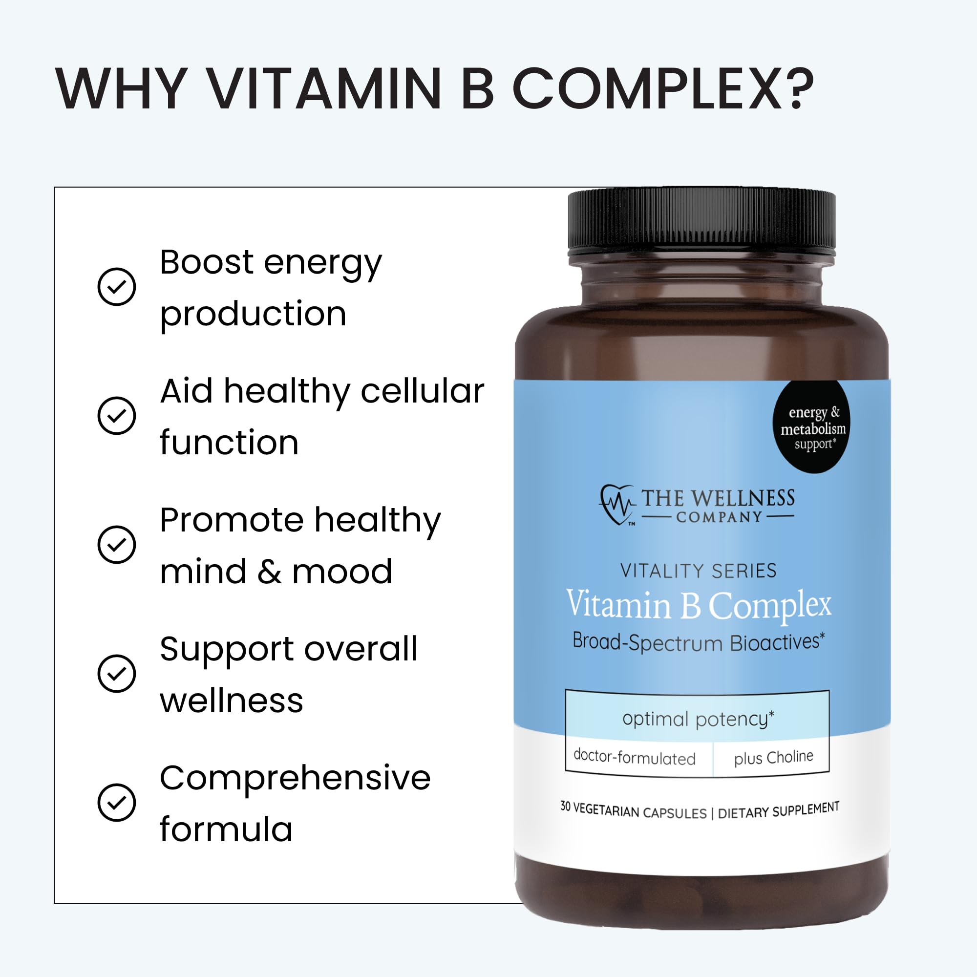 Vitamin B Complex - All 8 B Vitamins & Inositol, Energy & Metabolism, 30ct — Amazon image 5
