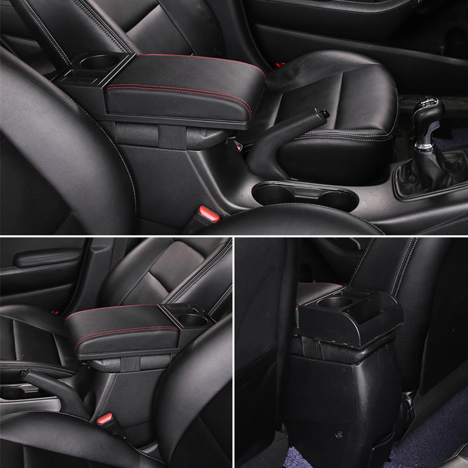 Funda para Consola Central, Funda de Protección Integral para Coche, Cojín para Reposabrazos de Coche Fácil de Limpiar con Bolsa de Almacenamiento con Portavasos USB, Ideal para la Mayoría