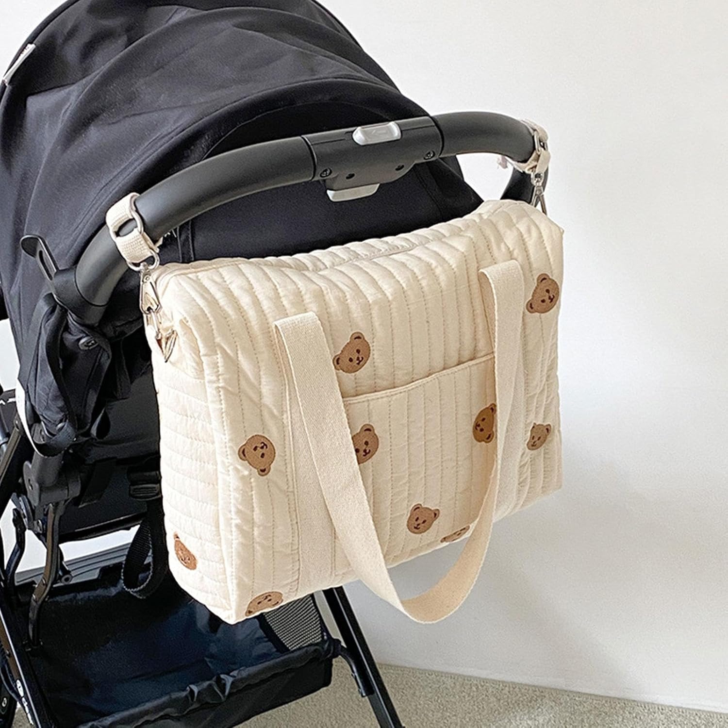 Stylish Large Capacity Nappy Changing Tote, Multifunction Multisize Maternity Bag, Quilted Cotton Cute Diaper Bag