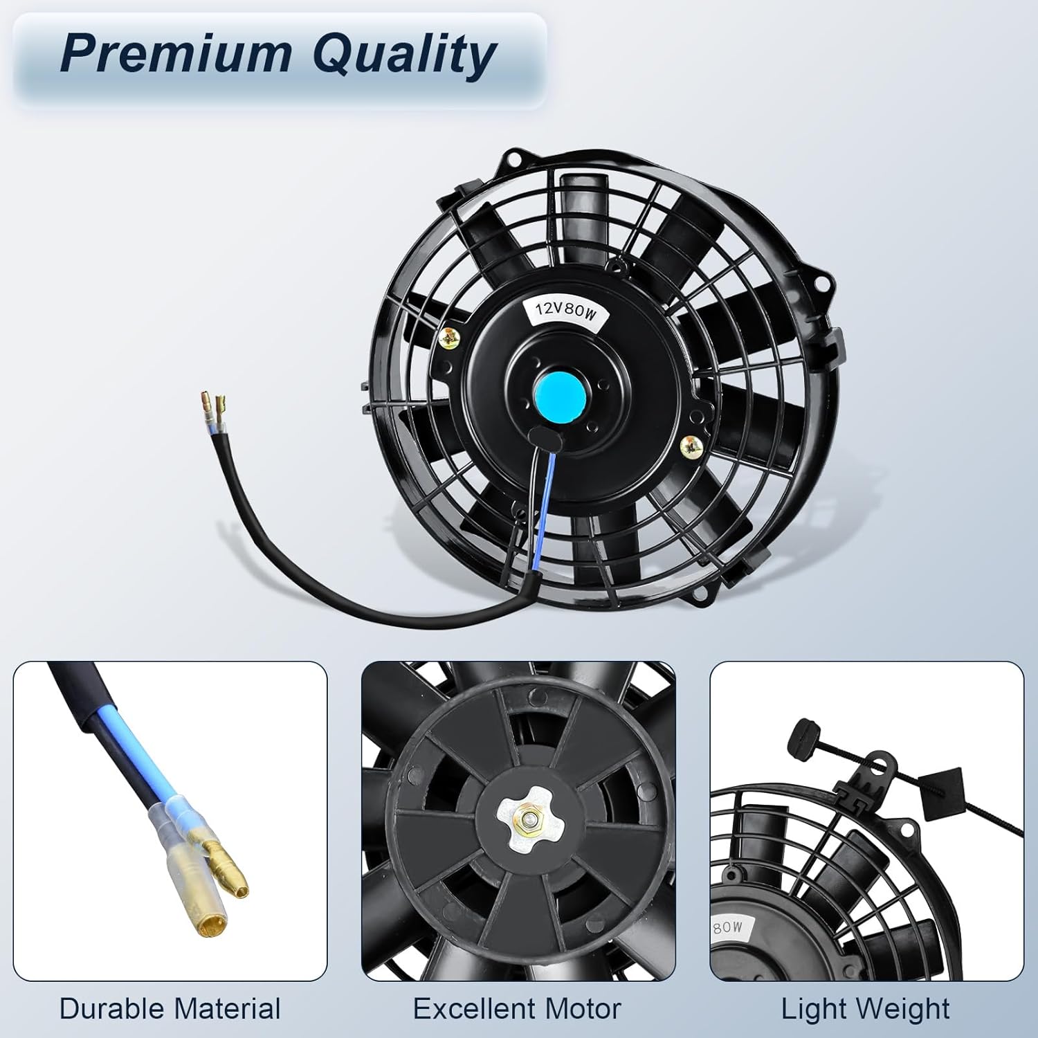 MuHize 7 Inch Twin Radiator Fan Kit (Pack of 2) - Push Pull Dual Mode, 800 CFM Slim Cooling Fans with Mount, IP67 Waterproof & ANSI Tested for Truck/SUV/Jeep