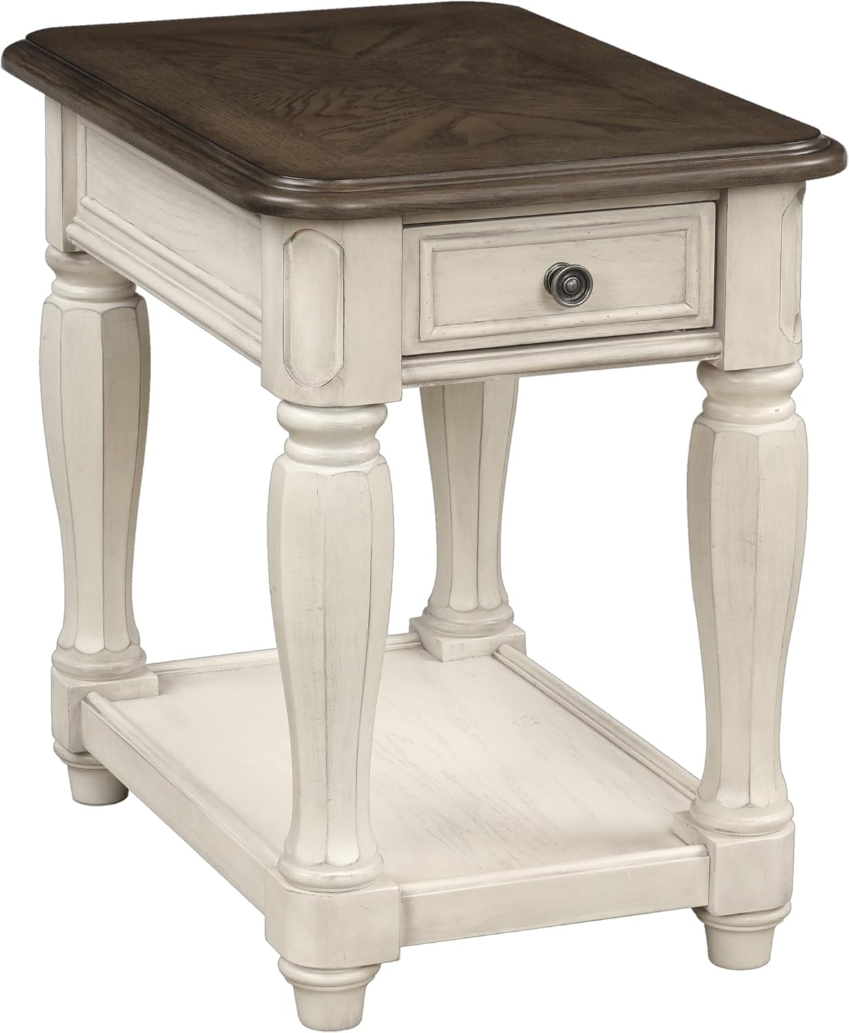 Bernards Linden 25" Tall Chairside Table with 4 Legs in White Furniture