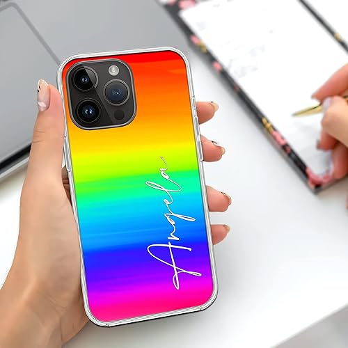 Miniatura 4 de CASEZILY Funda LGBT personalizada con diseño de rayas de arcoíris, transparente, compatible con iPhone 15, 14, 13, 12, 11, X, Xs, Xr, 8, 7, 6s, Mini