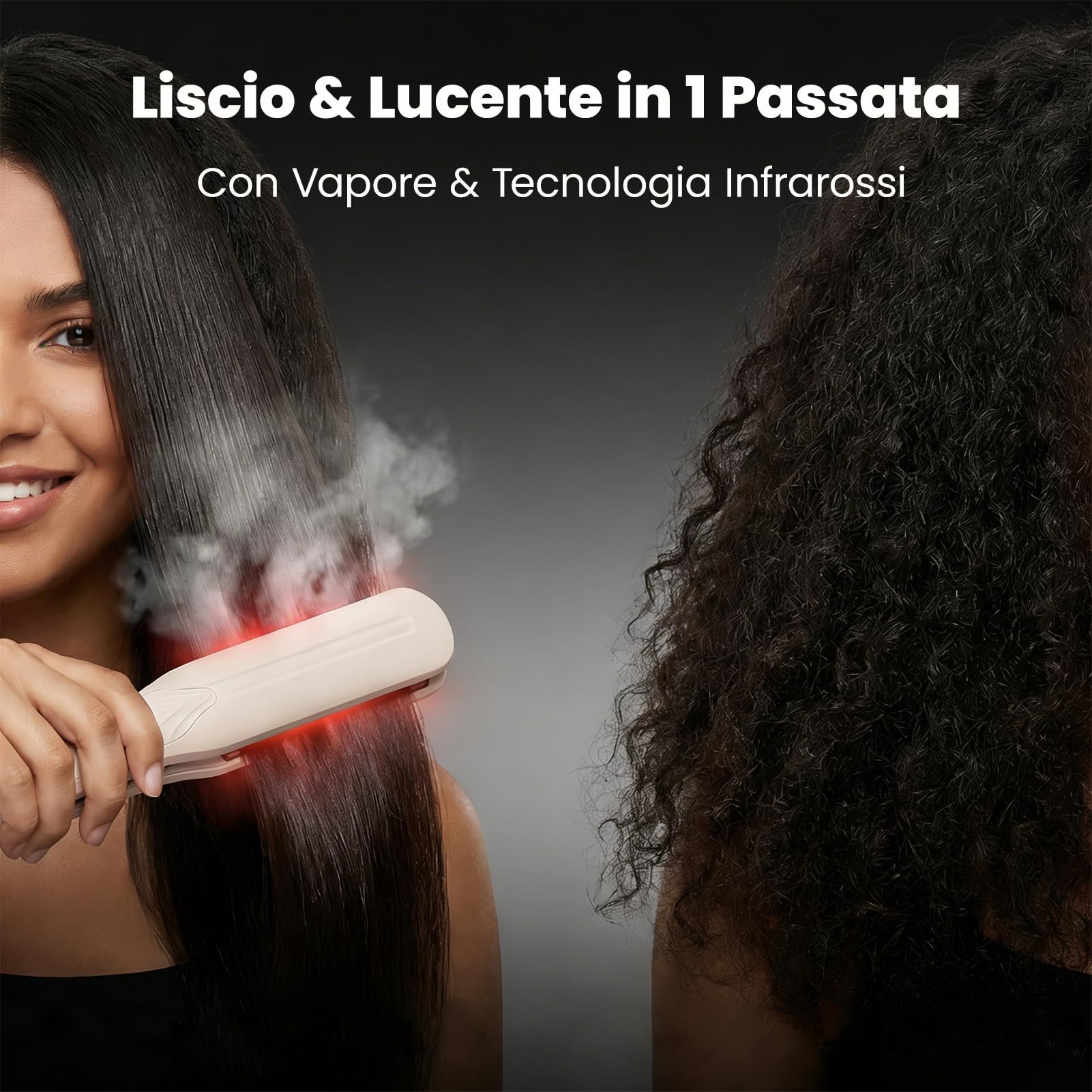 Piastra a Vapore Infrarossa con Piastre in Ceramica | Piastre Larghe 38mm per Capelli Lunghi e Spessi | 140-220°C con Spegnimento Automatico