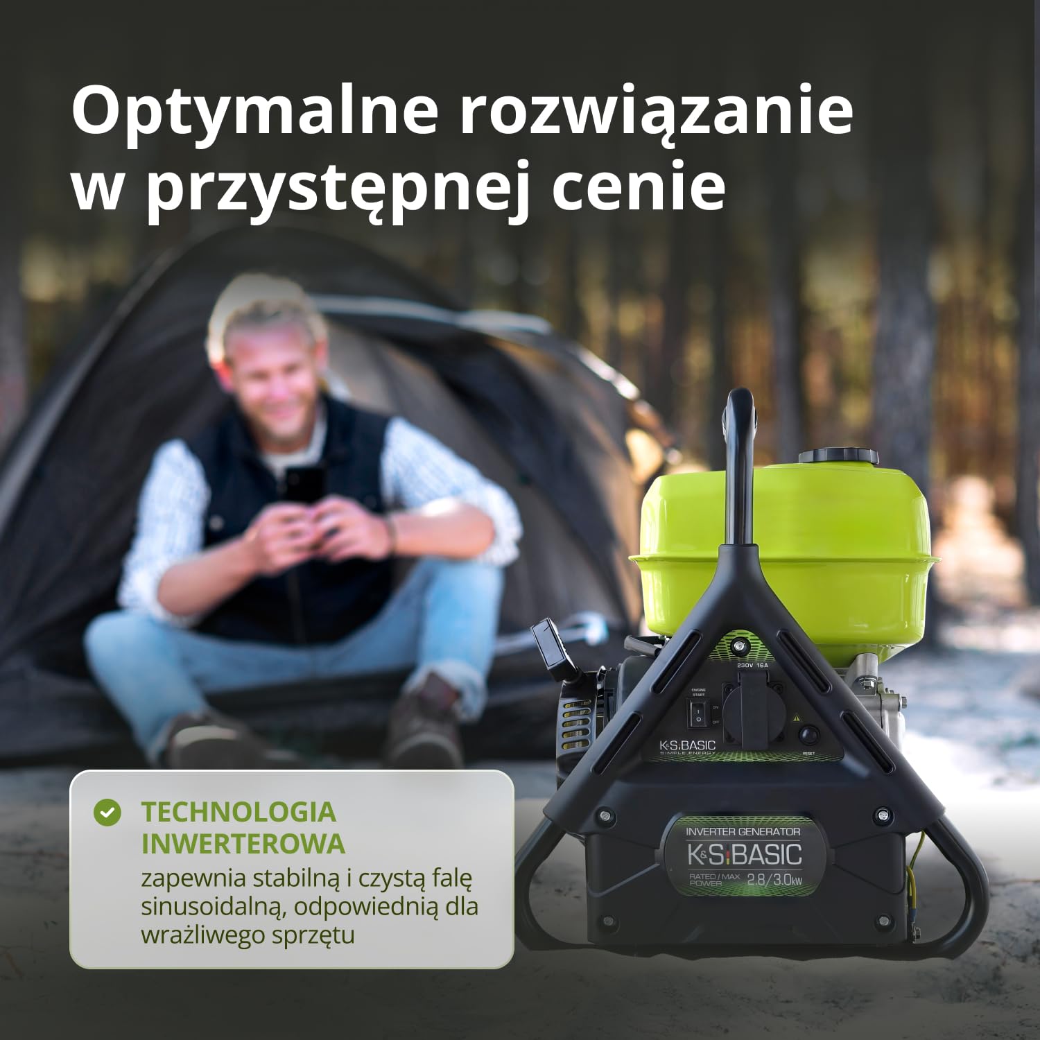 K&S Basic KSB 31i Generator inwerterowy 3,0 kW, bezpieczny dla wrażliwych urządzeń, generator prądu awaryjnego o kompaktowej konstrukcji, generator inwerterowy z miedzianym uzwojeniem