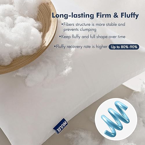 Miniatura 4 de MIULEE - Rellenos de almohadas decorativas, paquete de 2 de 18 x 18 pulgadas con relleno 100% de fibra virgen para cama y sofá