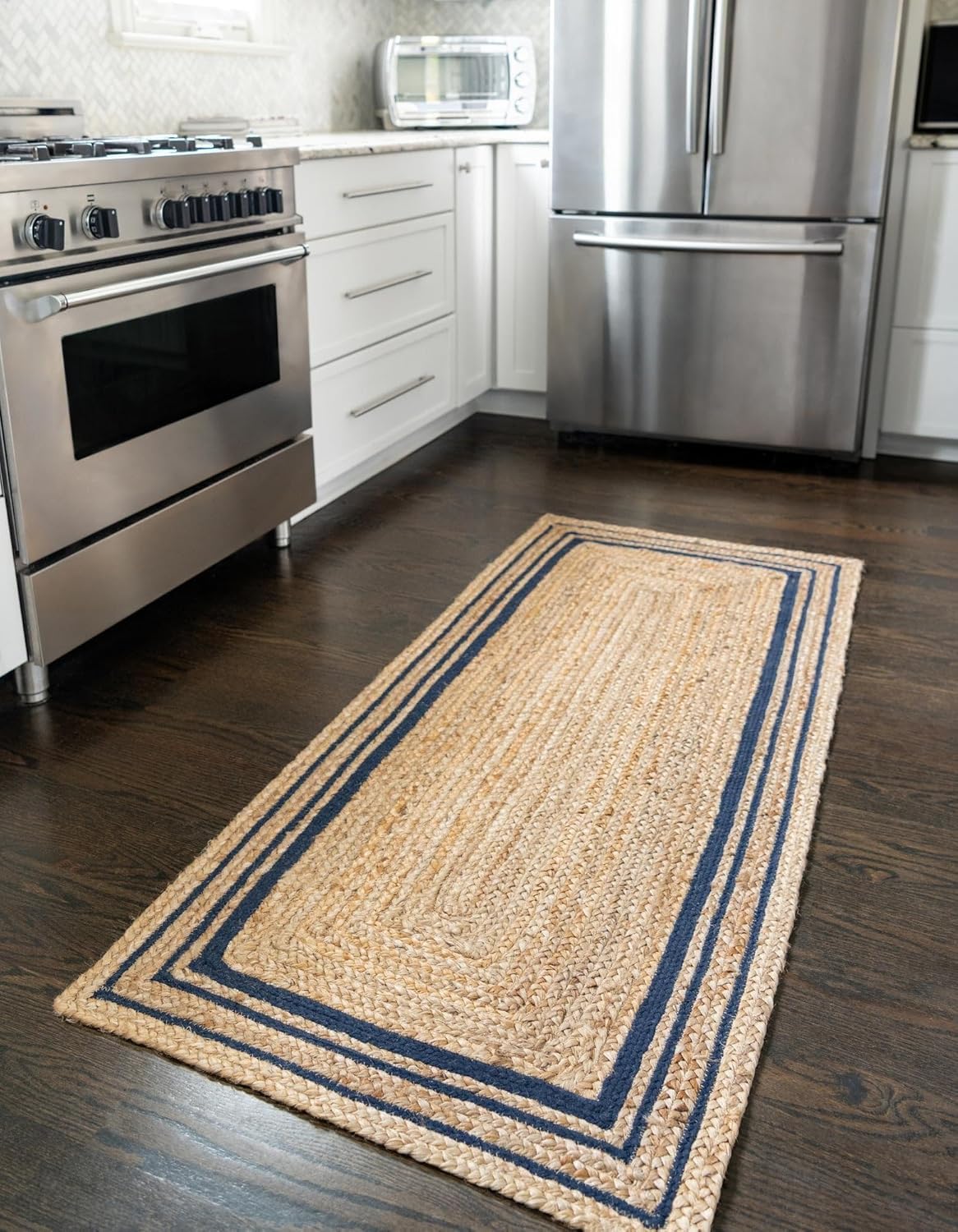 Alfombra de yute trenzada hecha a mano, respetuosa con el medio ambiente, alfombra de suelo, alfombra de pasillo, alfombra de mesa central, alfombra lateral de cama, 2 x 7 (60 cm x 210 cm)