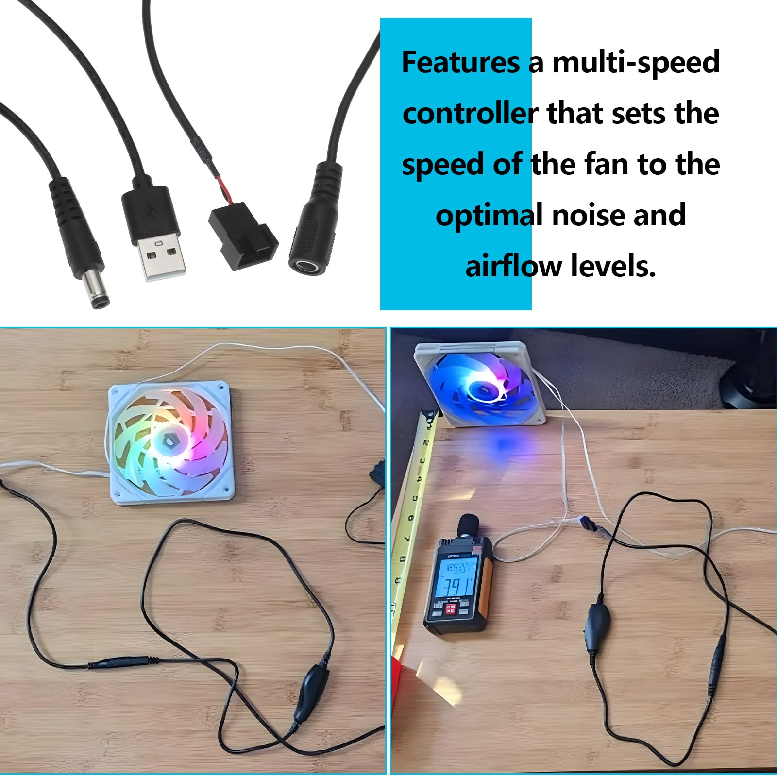 Controllo Pwm Create Idea Regolatore Velocità Ventola USB A 12V - Cavo 116cm, Per E Temperatura Regolatore Temperatura - 3