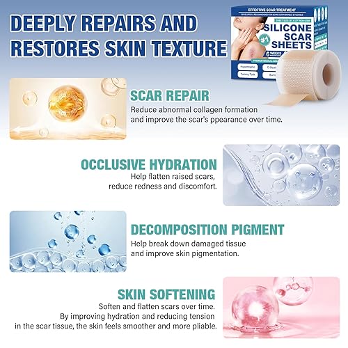 Miniatura 6 de Silicone Scar Sheets,Silicone Scar Tape(1.6"x 158" Roll-4 meters),Silicone Scar Sheets for Surgical Scars,Keloid Bump Removal,Scar Tape for