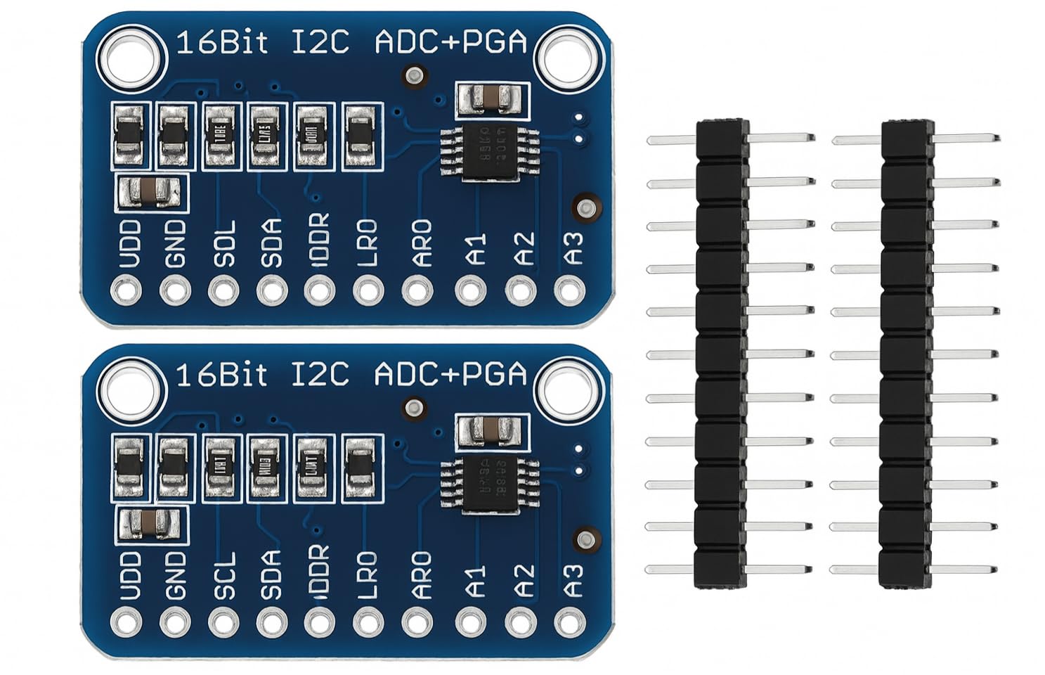 ADS1115 2 pcs, 4-Channel 16-Bit I2C ADC Module with Pro Gain Amplifier ...