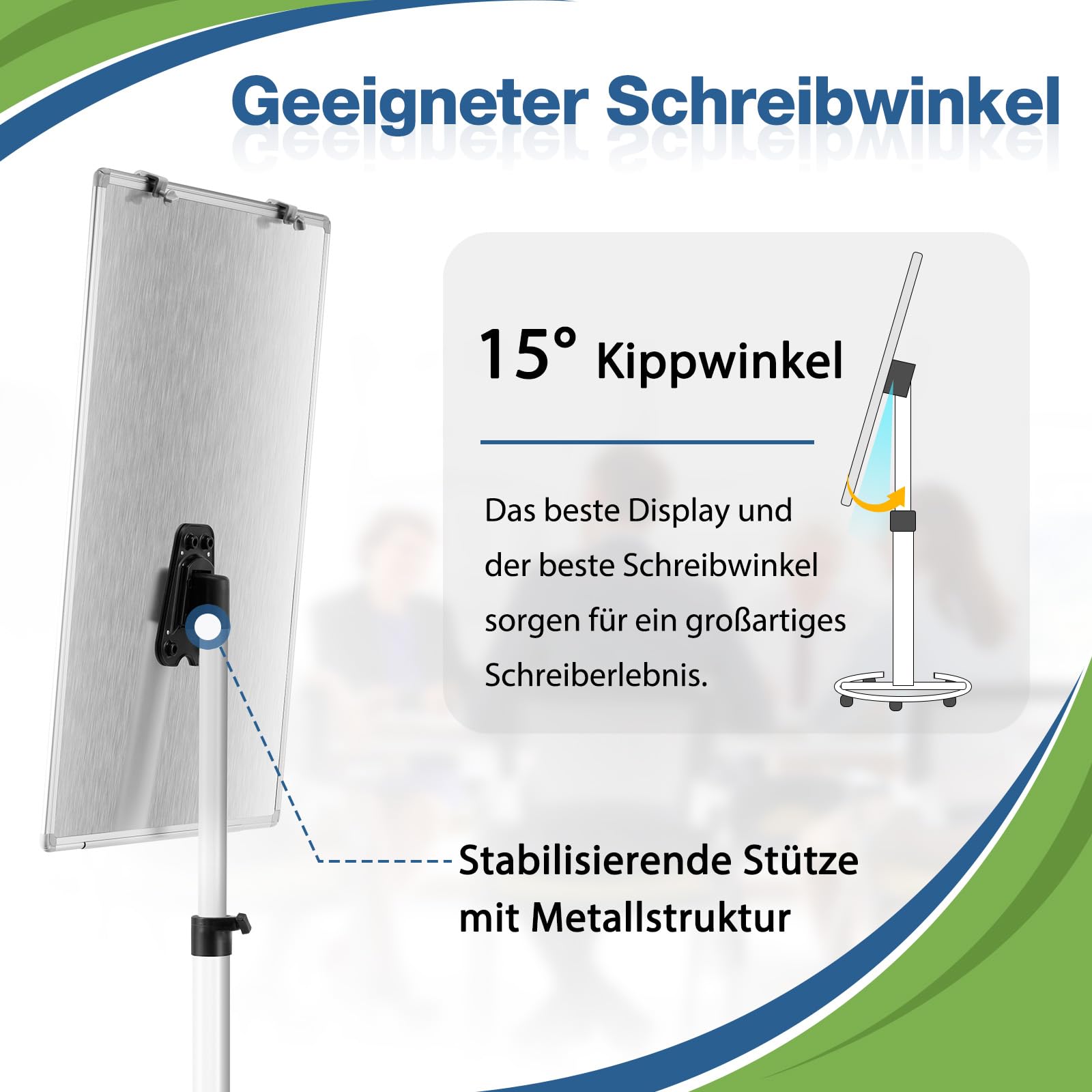 Lavagna bianca mobile, 70 x 100 cm, lavagna magnetica con supporto, lavagna a fogli mobili regolabile in altezza, Dry Erase Standing White Board per ufficio, lezioni